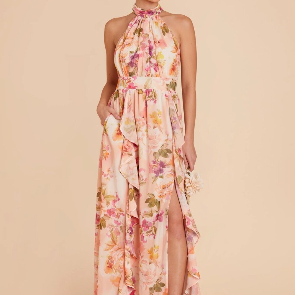 Birdy Grey Joyce Dress - halter chiffon floral wedding guest dress